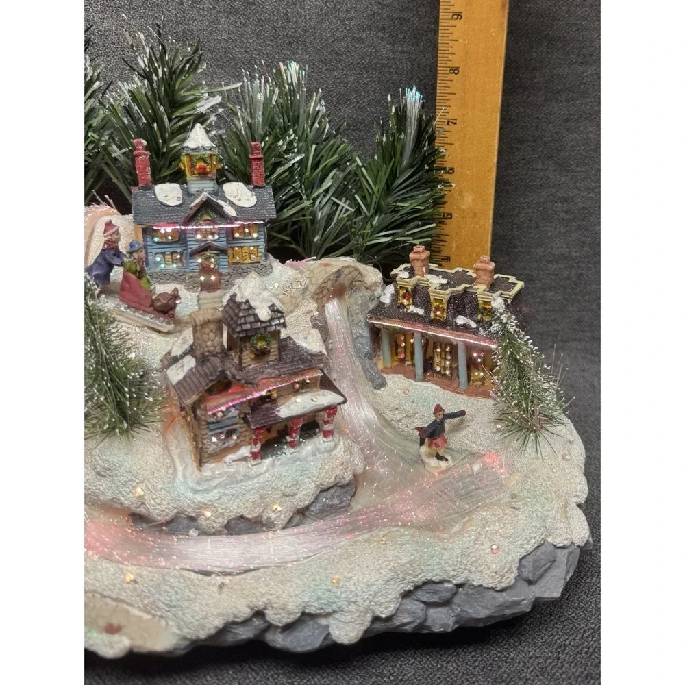 Vintage 2003 Avon Fiber  Optic Christmas Village Waterfall  Light Up Town